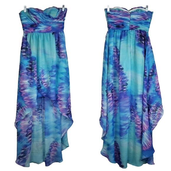 Watercolor High Low Strapless Dress - Picture 1 of 12